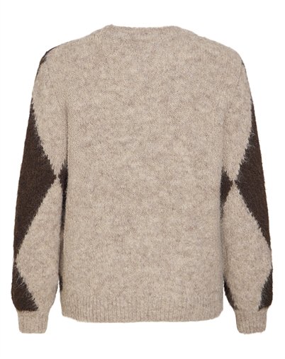 Vila - Vitora O-Neck L/S Jacquard Strik - Natural Melange